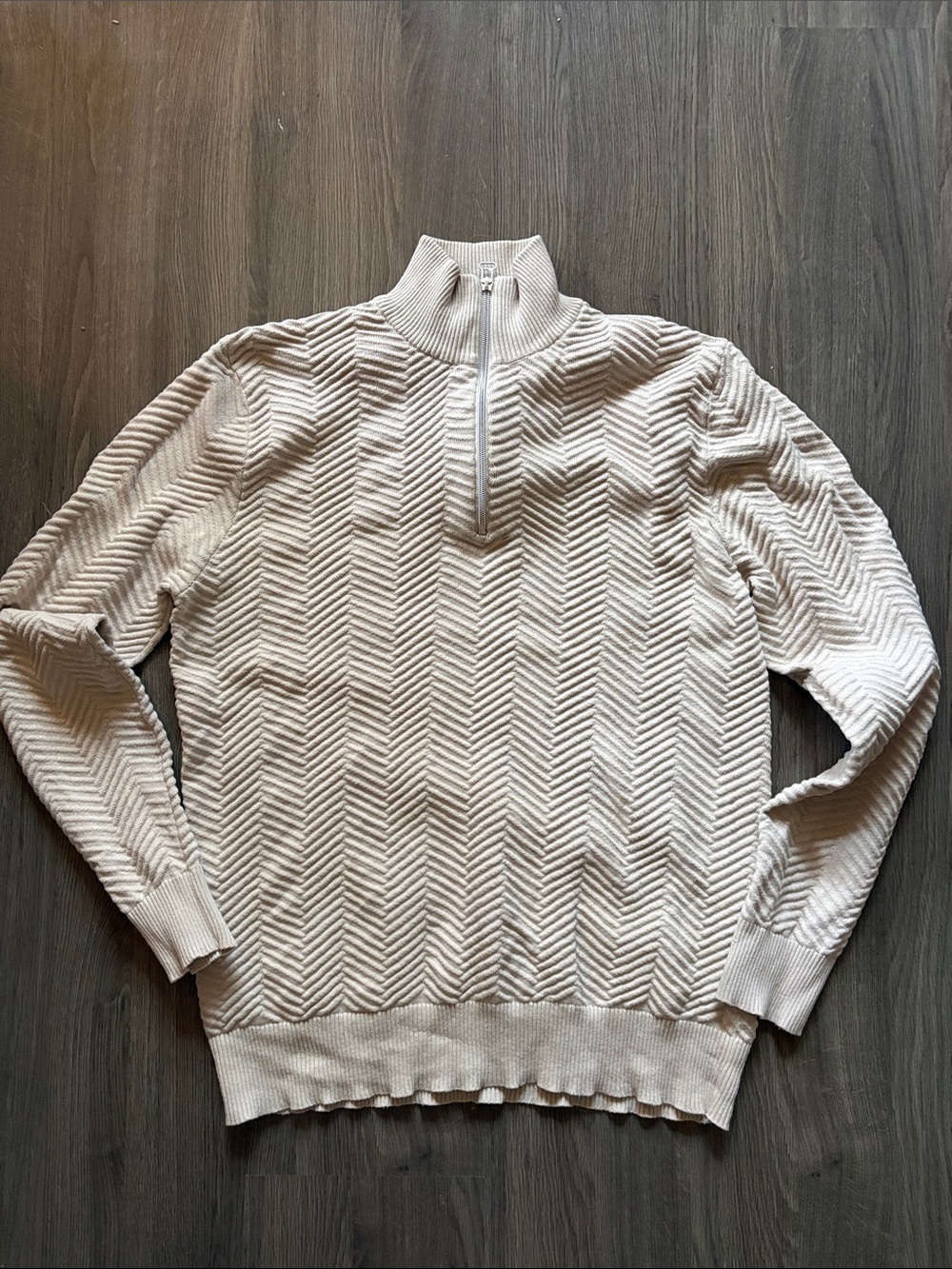 PIMLICO BLUE LONDON - Men's Cream Half-Zip Cotton Textured Sweater